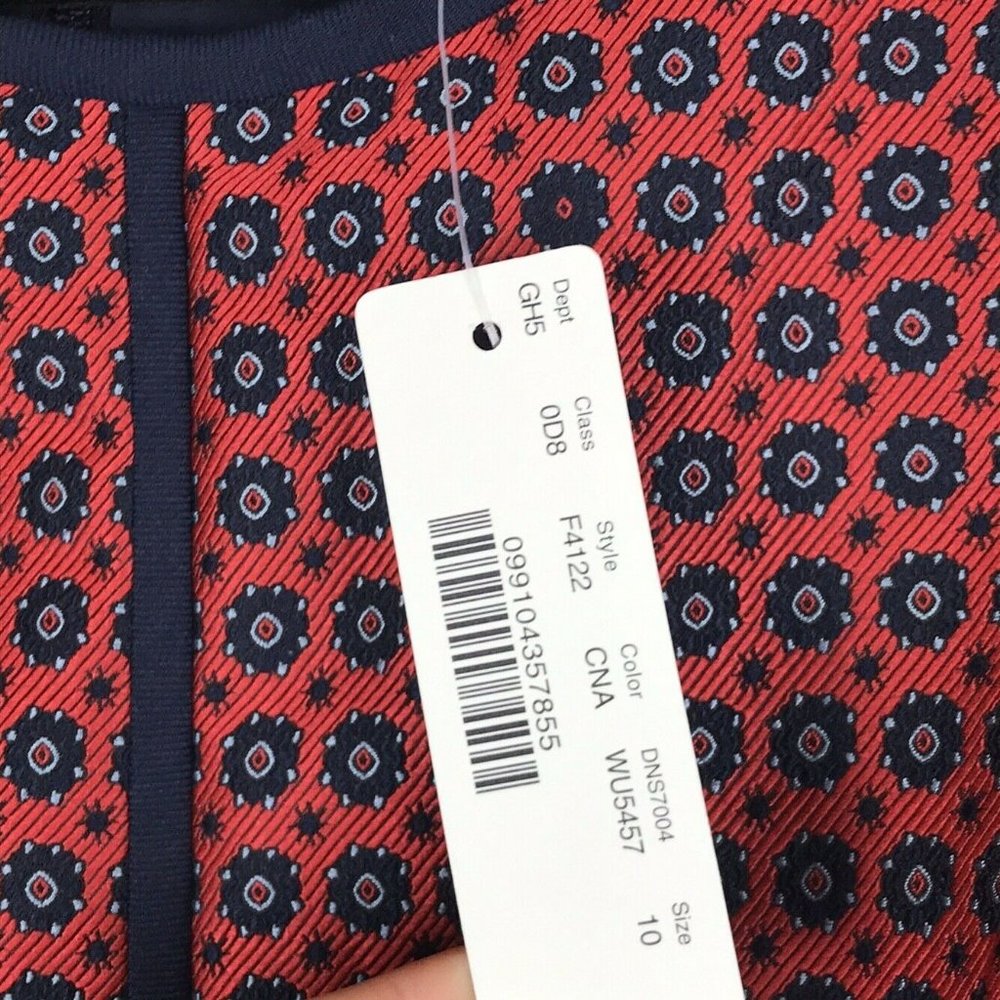 NWT J.Crew Sheath Dress Crimson Foulard Geo Print - Picture 6 of 9